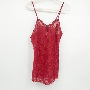 Intimate Moods Womens Y2K Coquette Vintage Sheer Lace Chemise‎ Slip Dress Size L